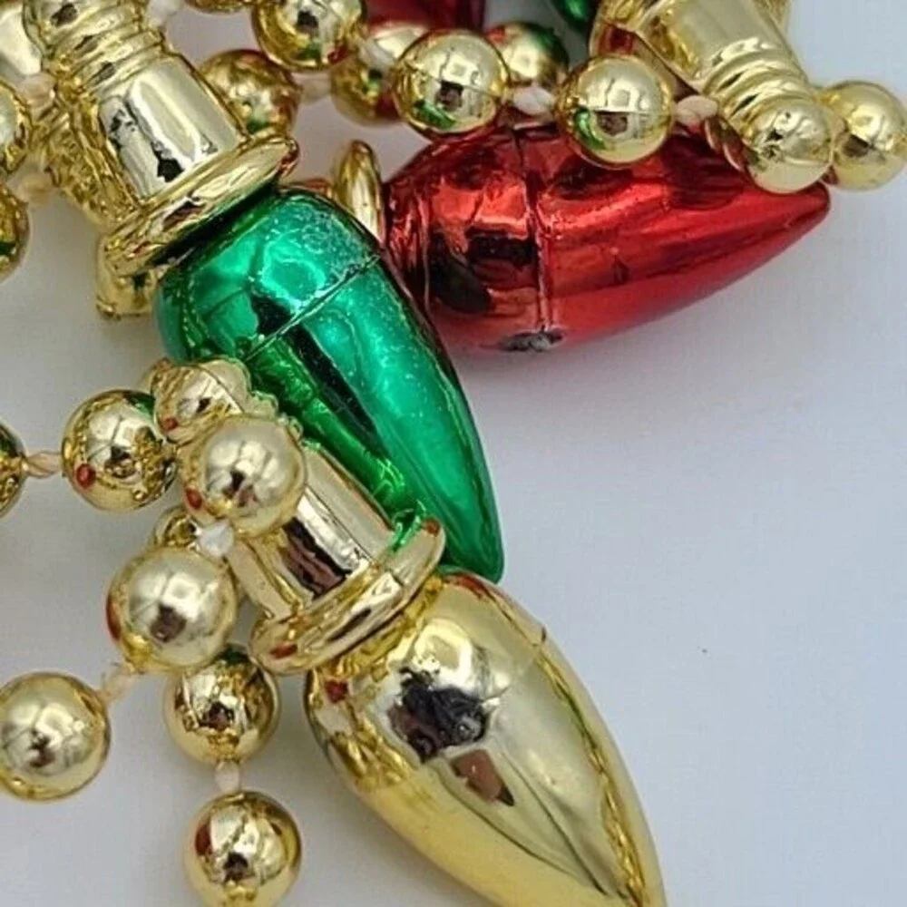 Mini Bulb Light String Christmas Garland Red Green Gold Set Of 2